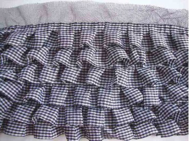 Sierband Boerenbont ruit met ruche  Zwart 15cm