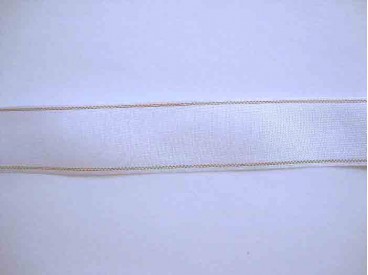 Sierband Wit met gouden draad 25mm