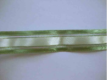 Sierband Oudgroen/ecru met goud/groene zilverdraad 25mm