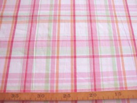 Katoen ruit Wit/roze 1130-11N