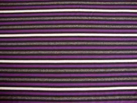 Tricot streep Zwart/paars/grijs/offwhite 1548-45N