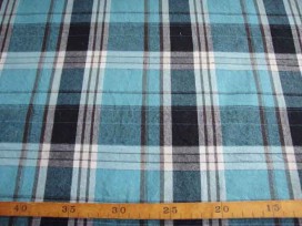 Ruit Katoen Aqua/zwart 1150-4N