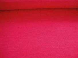 Een soepelvallende, gemeleerde en gebreide rode tricot.  95%pl./5%sp.  1.50 mtr. br.