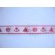 Hollands sierband Wit met rood anker en boot  20mm breed