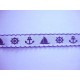 Hollands sierband Wit met blauw anker en boot  20mm breed