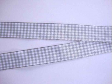 Boerenbont lint Lichtgrijs/wit geruit 25mm breed