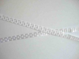 Satijnlint ton sur ton Stip 10mm  Wit