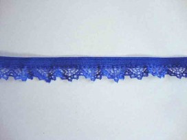 Elastisch band met kantje Kobalt