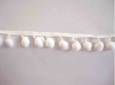 Bolletjesband pompom mini Wit