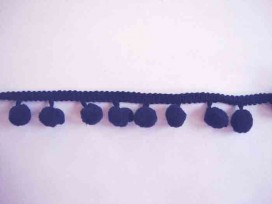 Bolletjesband pompom mini Donkerblauw