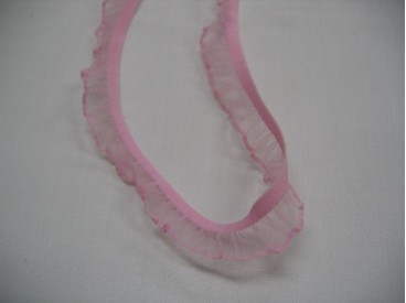 Elastisch kant met ruche Babyroze 15mm