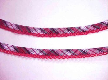 Baisband met rode ruche en schotse ruit 64