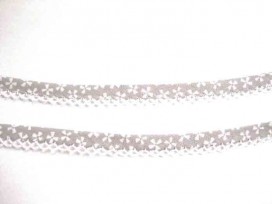 Biaisband Lichtgrijs met witte bloem en ruche 68