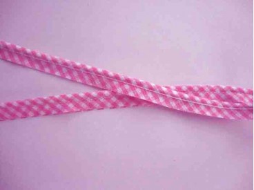 Paspelband boerenbont ruitjes Roze