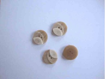 Kunststof knoop 3 kleurig Zand 15mm. 1-15  Serie 1