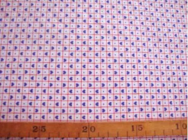 Dapper katoen Ruitje met blauwe hartjes en stip 3025-8N