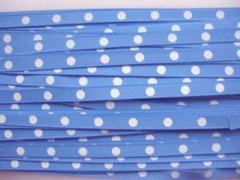 Ripsband met stip Bleu 10mm. BGR