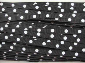 Ripsband met stip Zwart 10mm. ZWGR