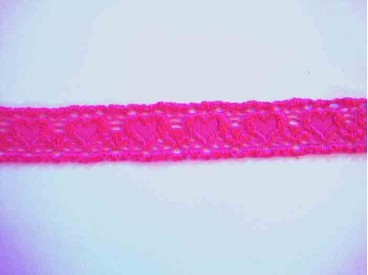 Elastisch kant met hartjes Pink 25mm.