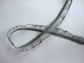 Elastisch kant met ruche Grijs 15mm