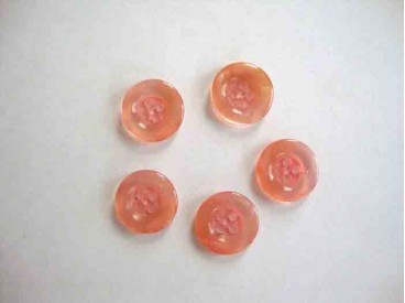 Kunststof knoop 4 gaats doorschijnend Zalm 15mm. 416-S4