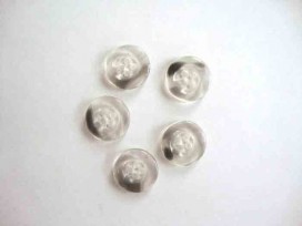 Kunststof knoop 4 gaats doorschijnend Grijs 15mm. 431-S4