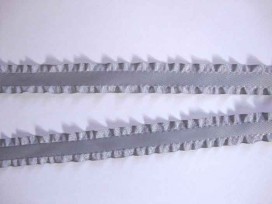 Satijnband dubbele ruche 16mm Grijs