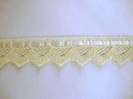 Gekleurd kant met satijnlint  Creme  25mm breed