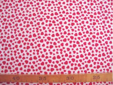 Dapper katoen Wit met rode mini hartjes 4051-50N