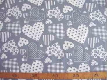 Hartjesmotief katoen Grijs/wit 5648-61N