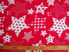 Stermotief katoen Rood/wit 5649-15N