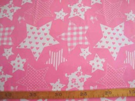Stermotief katoen Roze/wit 5649-11N