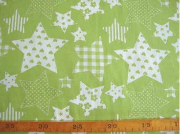 Stermotief katoen Lime/wit 5649-24N