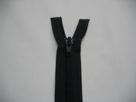 Donkerblauwe deelbare fijne rits. 50 cm. lang 