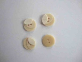 Kunststof knoop 3- kleurig Creme 15mm. 82-15  Serie 1