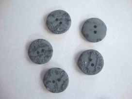 Bizzkids en Roos knoop  Blauw/grijs gevlekt 22mm. 5466