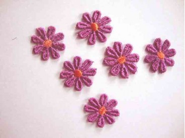 Bloemapplicatie opnaaibaar paars-oranje