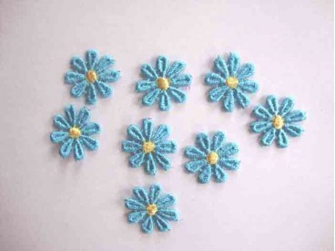 Bloemapplicatie opnaaibaar aqua-geel