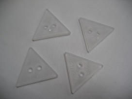 Plastic driehoek Roosknoop wit/transparant 30mm