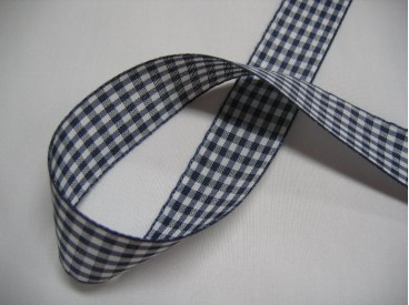 Boerenbont lint Blauw/wit geruit 25mm breed