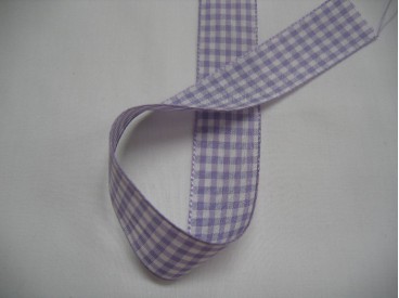 Boerenbont lint Lila/wit geruit 25mm breed