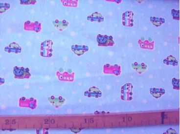 Kinderkatoen Lichtblauw met auto's 424-W