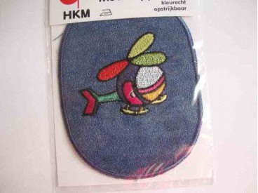 Applicatie jeans ovaal met helicopter 90464/29046