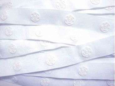 Drukkertjesband wit  25 mm. breed