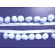 Lichtblauw pom pom sierband, oekotex. De bolletjes hebben een doorsnee van 10 mm.