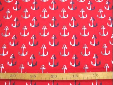 Kinderkatoen Rood met blauw/wit/grijze ankers 3205-15N