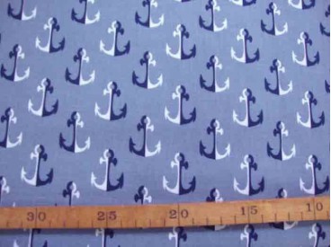 Kinderkatoen Grijs met wit/marine ankers 3205-63N