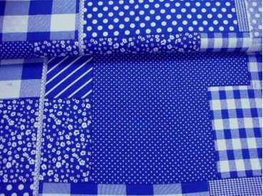 Boerenbont Patchwork Blauw Minicoupon 40cm