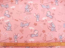 Oeko-Tex Kindertricot Oudroze met muisjes 3687-13N