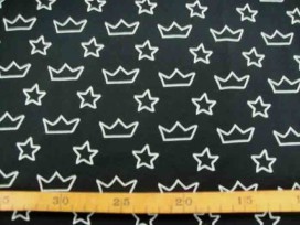 Tricot Oeko-Tex Kroontjes /ster Zwart/wit 9806-69N